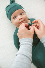 Load image into Gallery viewer, Baby Organic Knotted Gown + Top Knot Hat - Forest