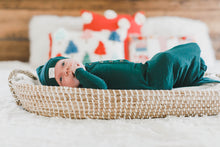 Load image into Gallery viewer, Baby Organic Knotted Gown + Top Knot Hat - Forest