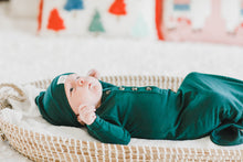 Load image into Gallery viewer, Baby Organic Knotted Gown + Top Knot Hat - Forest