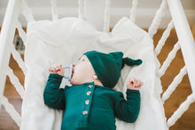 Load image into Gallery viewer, Baby Organic Knotted Gown + Top Knot Hat - Forest