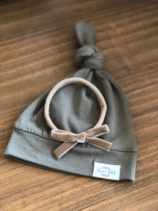 Baby Organic Knotted Gown + Top Knot Hat - Sage