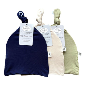 Bamboo Top Knot Hats 3pk. - Almond, Blueberry, Thyme