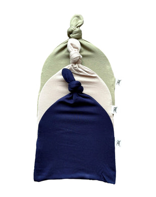 Bamboo Top Knot Hats 3pk. - Almond, Blueberry, Thyme