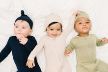 Load image into Gallery viewer, Bamboo Top Knot Hats 3pk. - Almond, Blueberry, Thyme