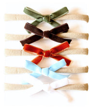 Load image into Gallery viewer, Nylon Headbands with Velvet Bows 5 pk. - Forest/Rust
