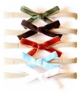 Nylon Headbands with Velvet Bows 5 pk. - Forest/Rust