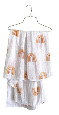 Organic Muslin Gauze Swaddle Blanket - Rainbow