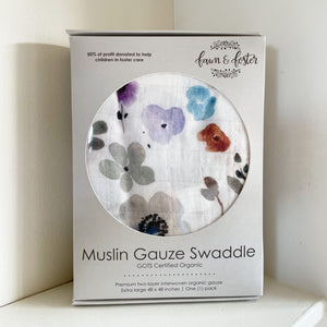 Organic Muslin Gauze Swaddle Blanket - Violet